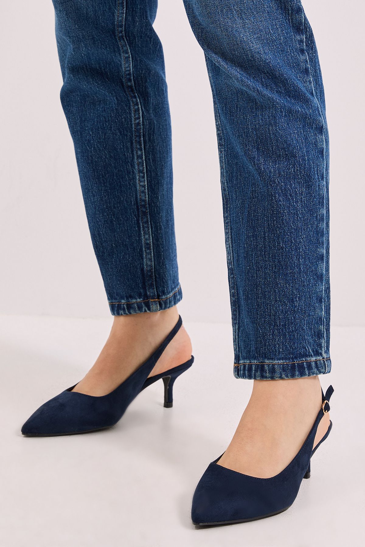 Dorothy Perkins Wide Fit Dova Slingback Kitten Heel Court Shoes