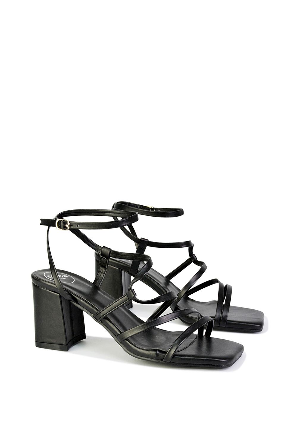 XY London Jesy' Ankle Strappy Cross Over Square Toe Sandals