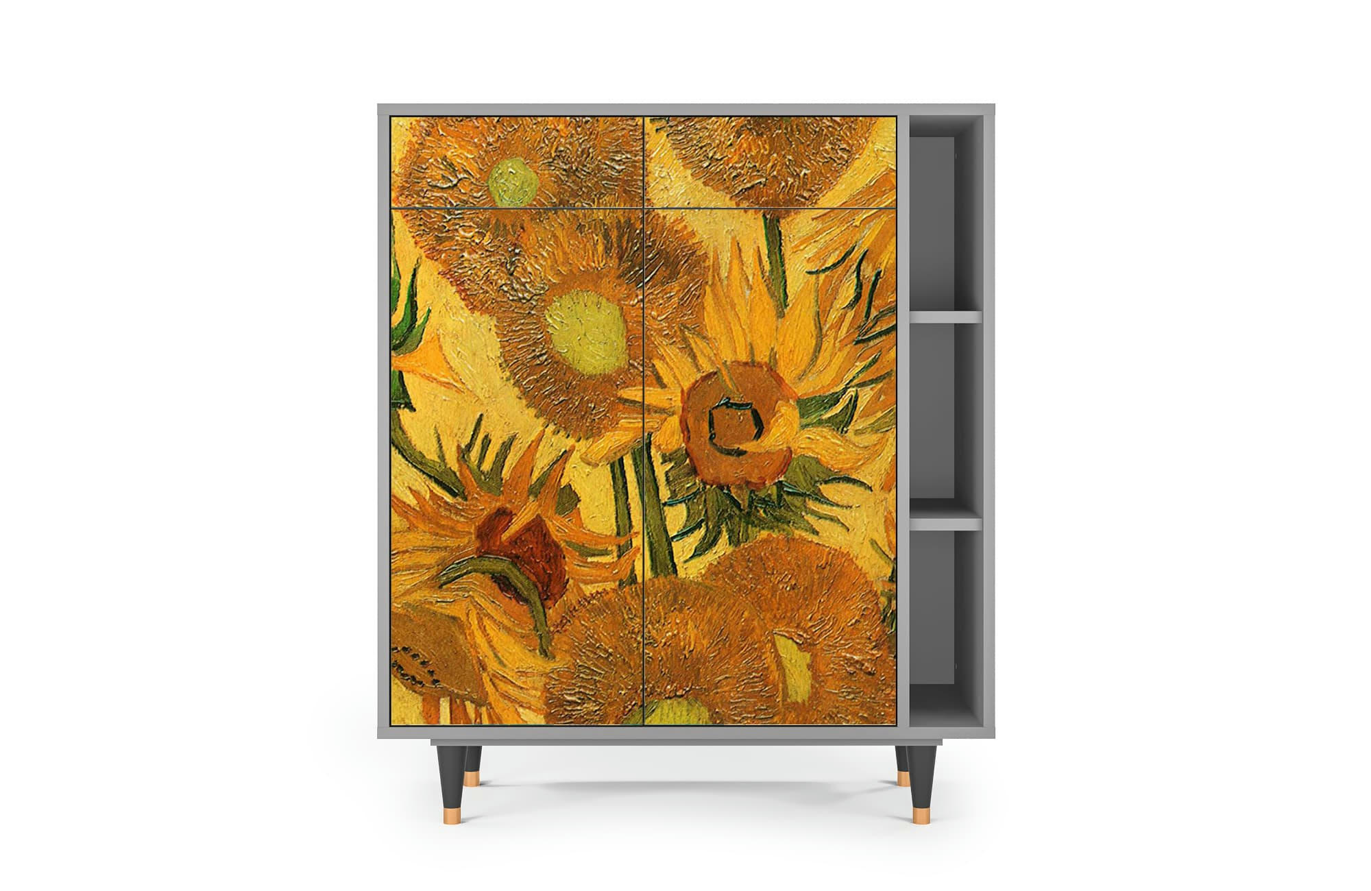 SUNFLOWERS BY VINCENT VAN GOGH - Buffet  jaune 2 tiroirs et 2 portes L 94 cm
