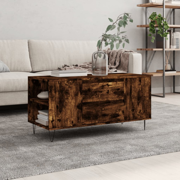 Stolik Kawowy Ława Stół Brązowy 102x44.5x50 Szuflady Przegrody Do Salonu
