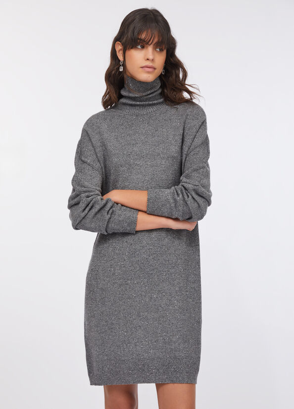Abito in maglia con micro paillettes