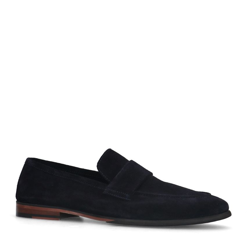 Manfield Blauwe suède loafers