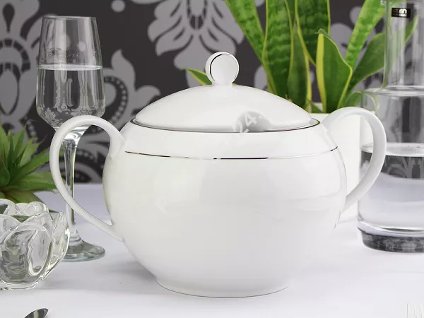 Serwis obiadowy na 12 osób (42 el.) Waza - Classic WA-08P PLATYNOWY cienki pasek