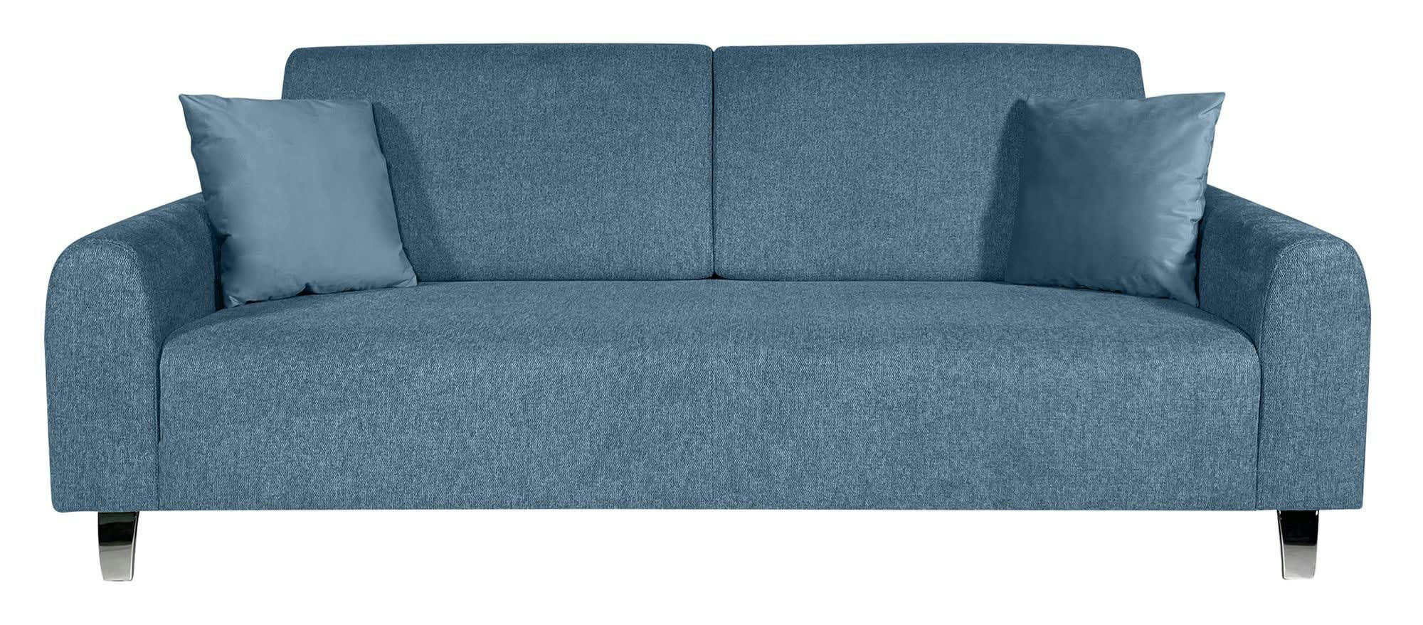 ELIJAH - Canapé fixe 3 places  en tissu bleu