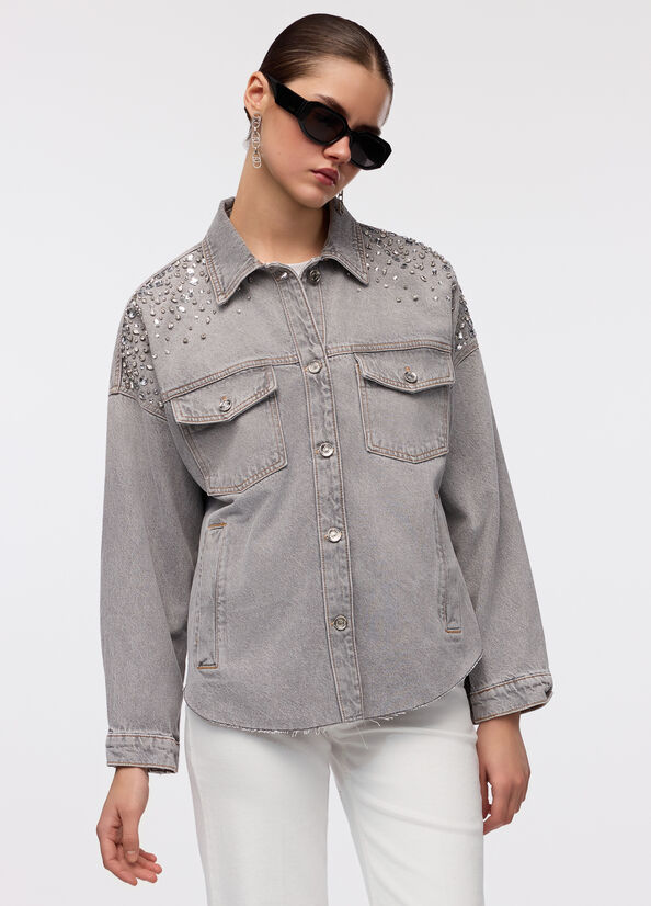 Giacca in denim con strass