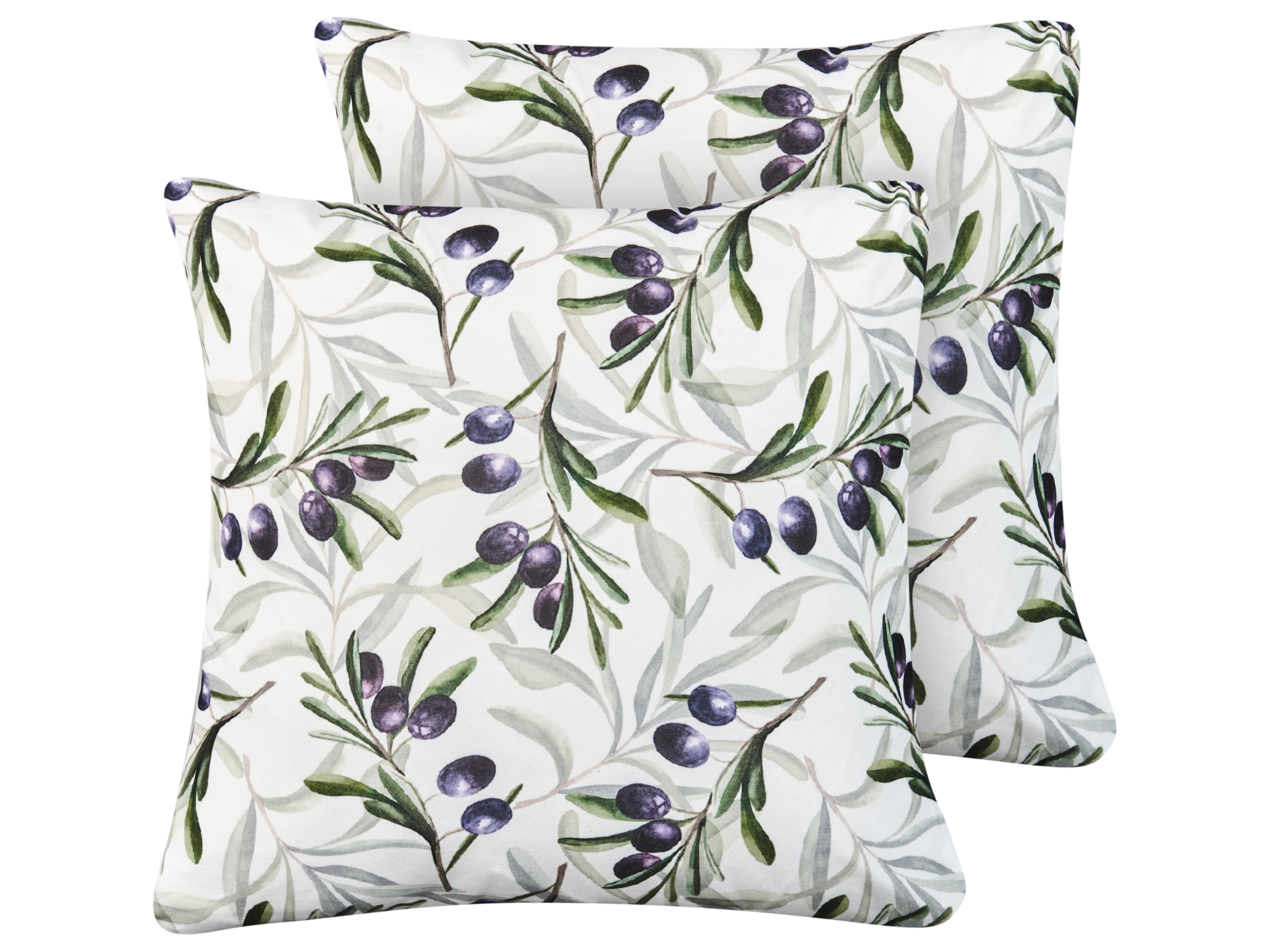 Set of 2 Outdoor Cushions TRANQUI Plant Pattern 45 x 45 cm Multicolour