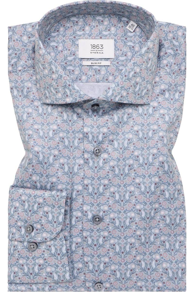 ETERNA 1863 Slim Fit Hemd blau, Bedruckt