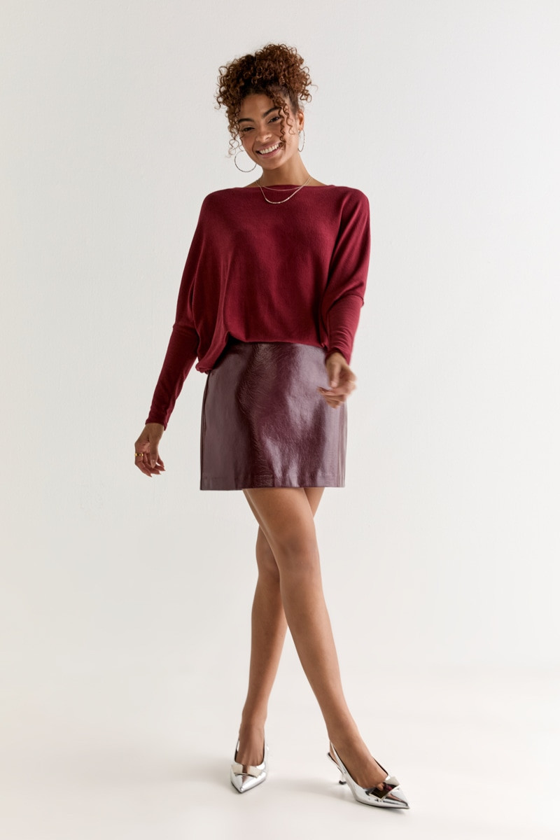 Josie Long Sleeve Dolman Top Burgundy
