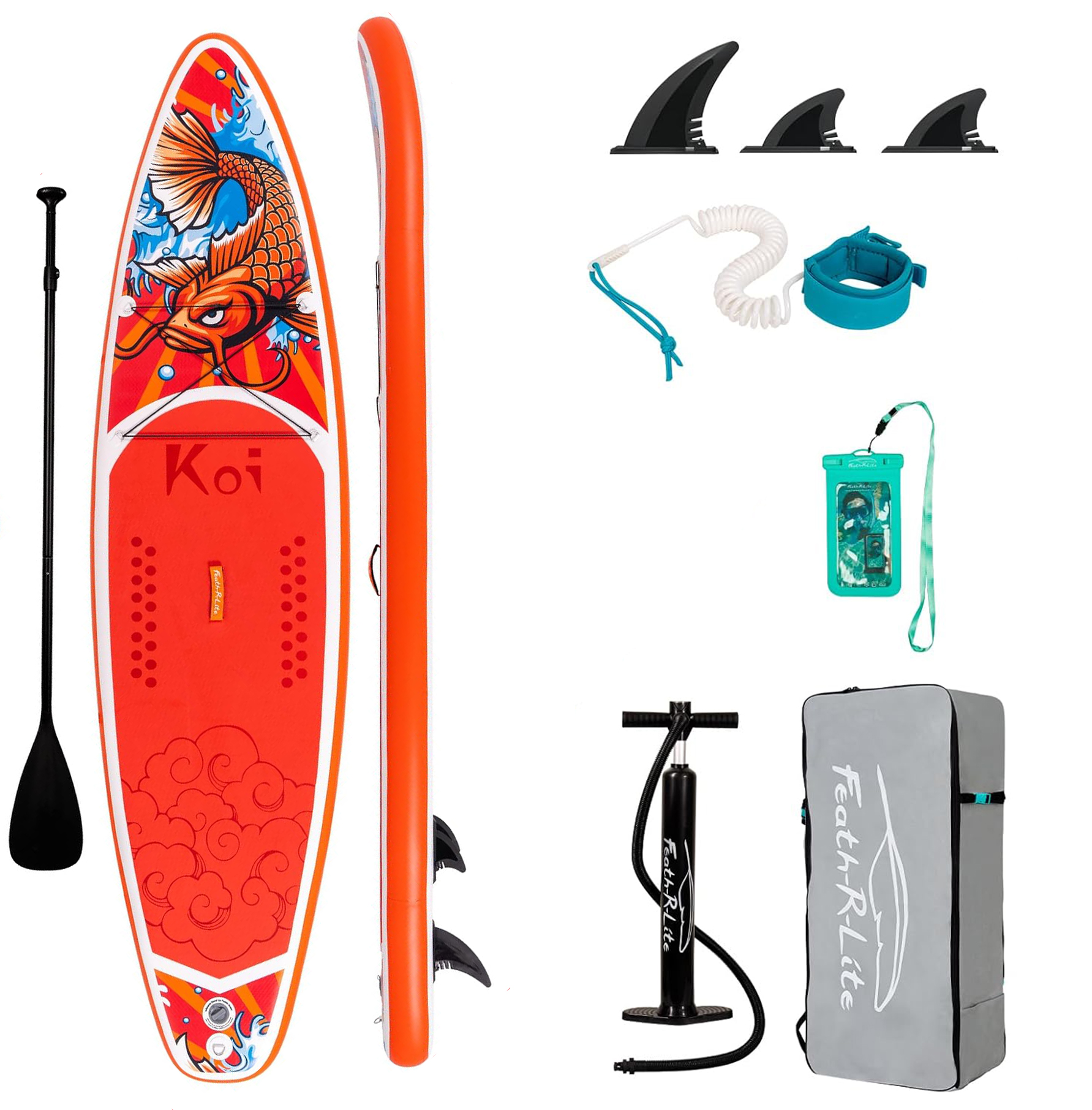 FunWater Aufblasbares Stand Up Paddle Board Surfbrett SUP Komplettes Paddleboard Zubehör Verstellbares Paddel, Pumpe, ISUP Reiserucksack, Leine, wasserdichte Tasche, Erwachsene Paddelboard