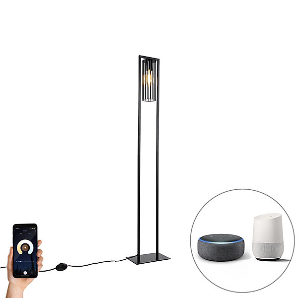 Lampadaire moderne intelligent noir avec WiFi ST64 - Balenco Wazo