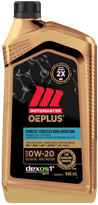 MotoMaster OEPLUS Domestic Premium 0W20 Synthetic Engine/Motor Oil, 946-mL