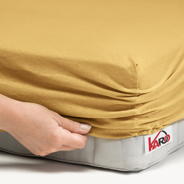 Prześcieradło jersey z gumką 90x200 musztardowe 150g/m2 KARO