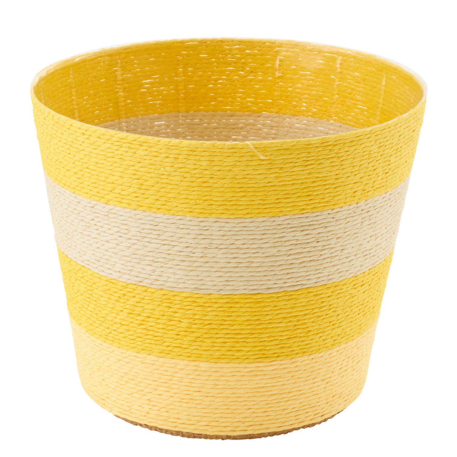 J-Line bloempot Gestreept - papier - geel/naturel - extra small