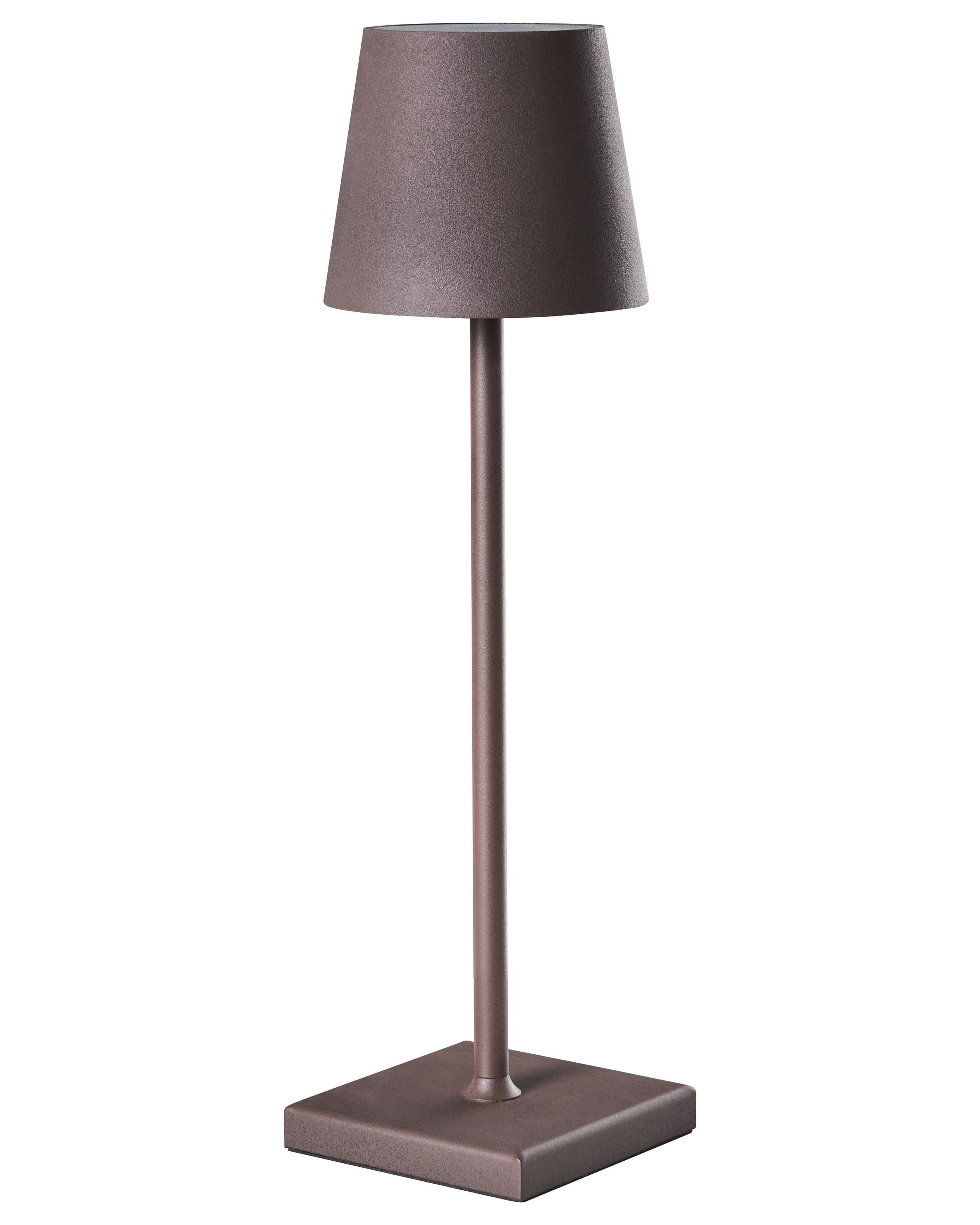 Nowoczesna lampa stołowa metalowa bezprzewodowa ładowanie USB brązowa
