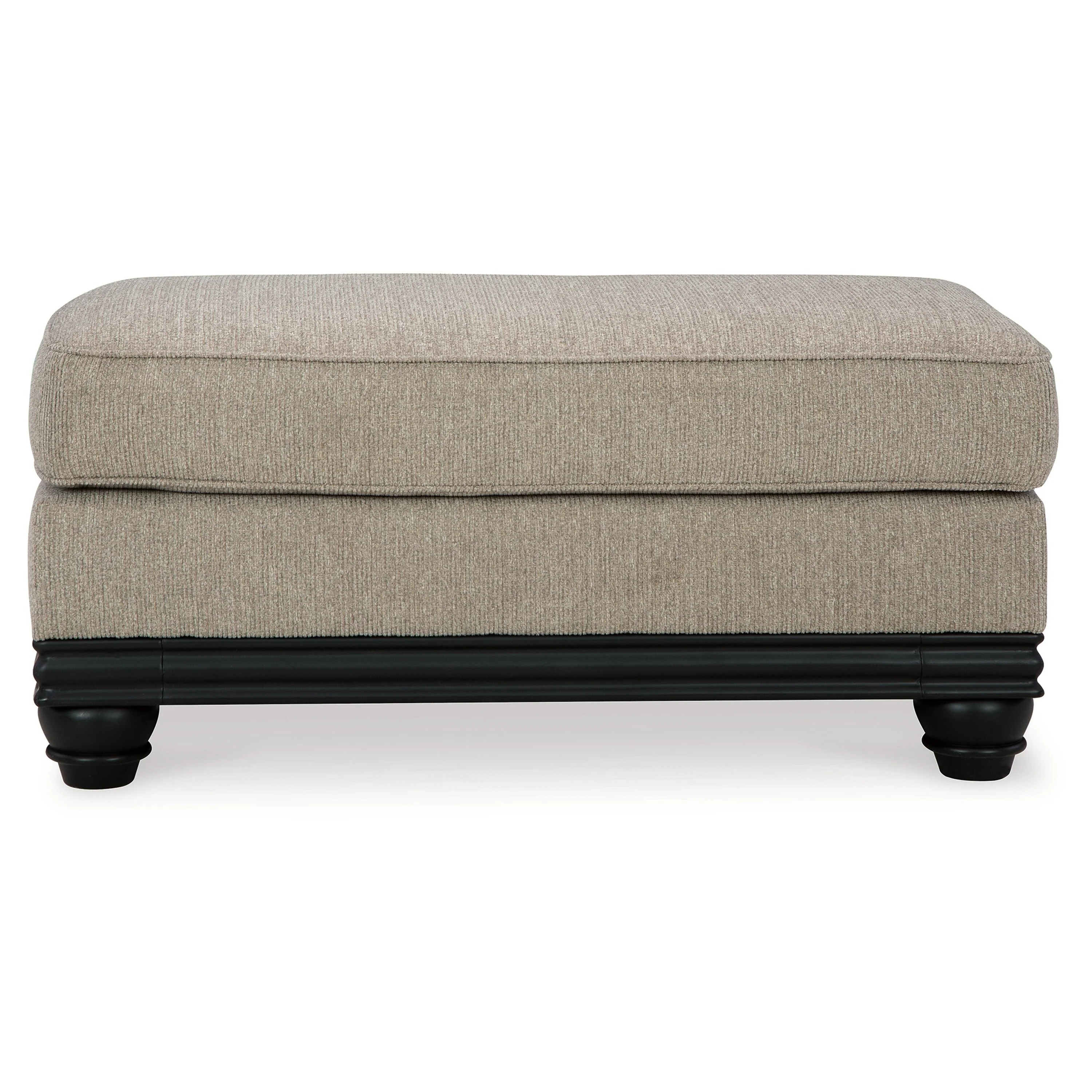 Bian Ottoman, Soft Cushioned Alloy Gray Polyester, Black Base, 44 Inch