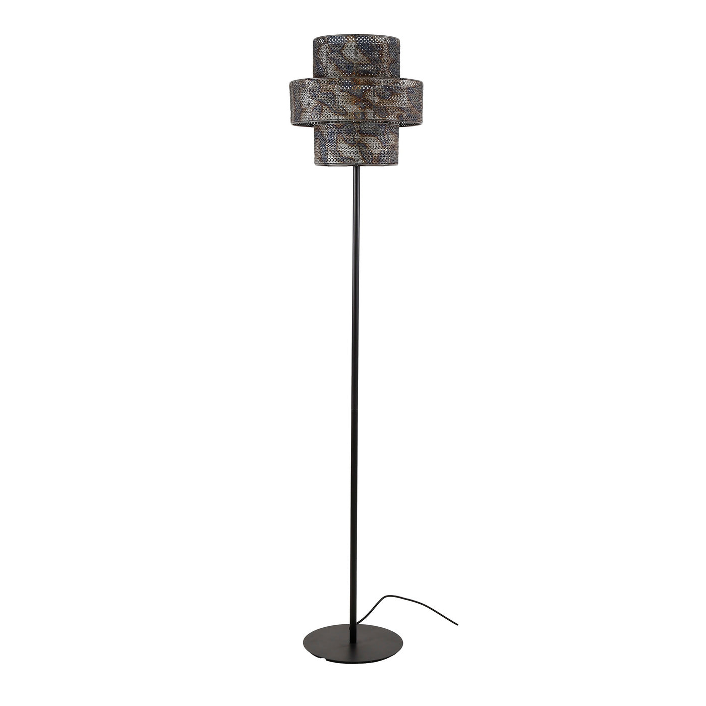 Giga Meubel Vloerlamp Lantern - Zwart/Bruin - 1-Lichts - 35x35x165cm