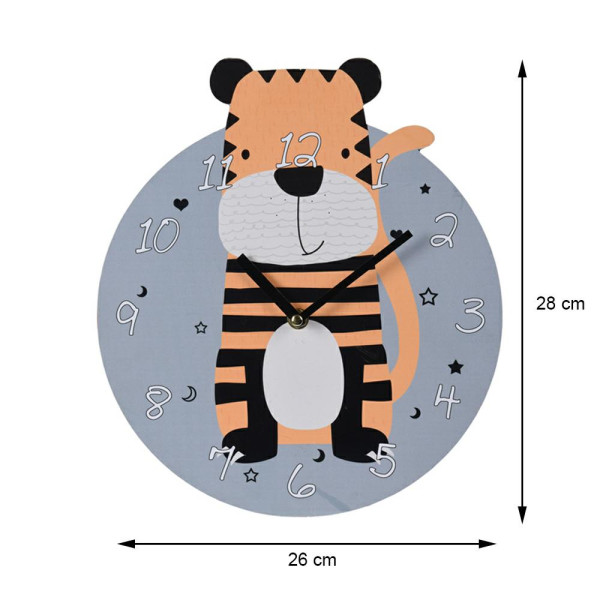 Zegar ścienny okrągły Tygrys dla dziecka 26 cm