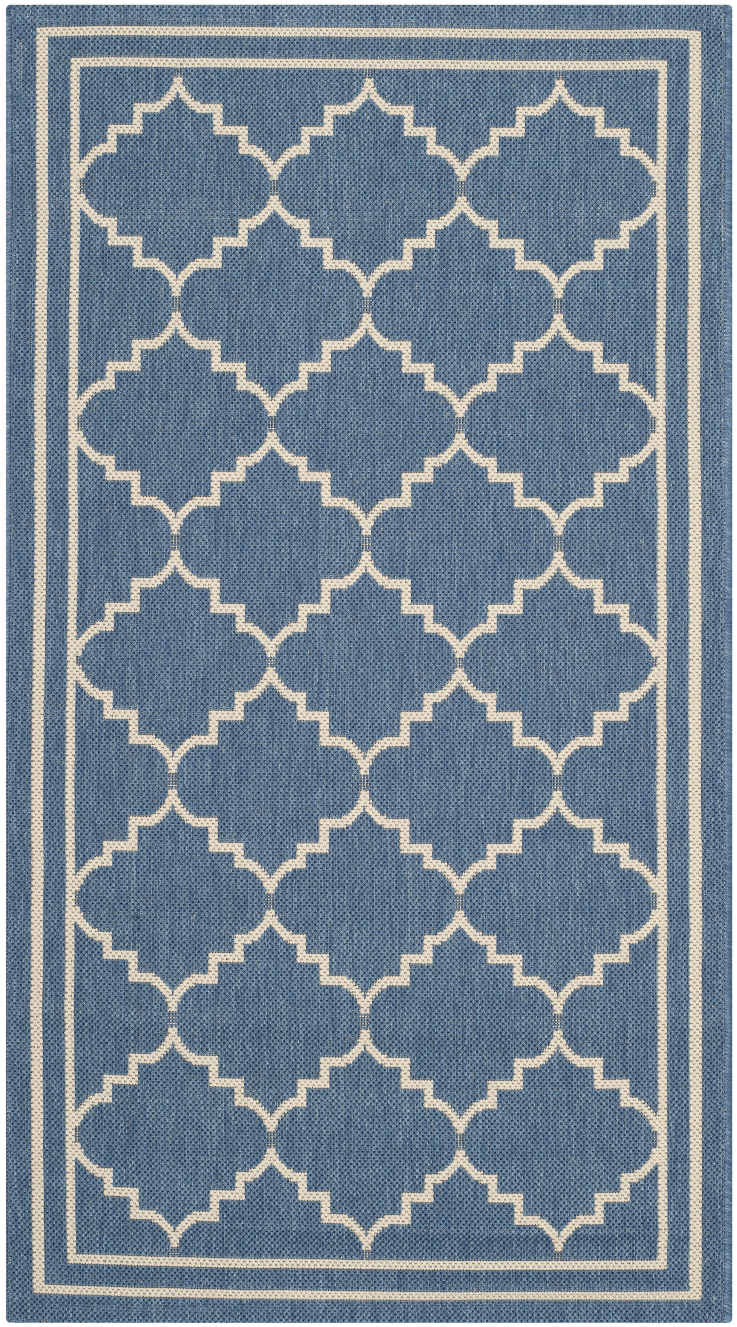 COURTYARD - Tapis interieur & exterieur en bleu & beige, 122 x 170 cm