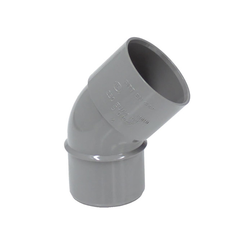 Coude en PVC pour sanitaire gris M/F 45° Ø 40 mm