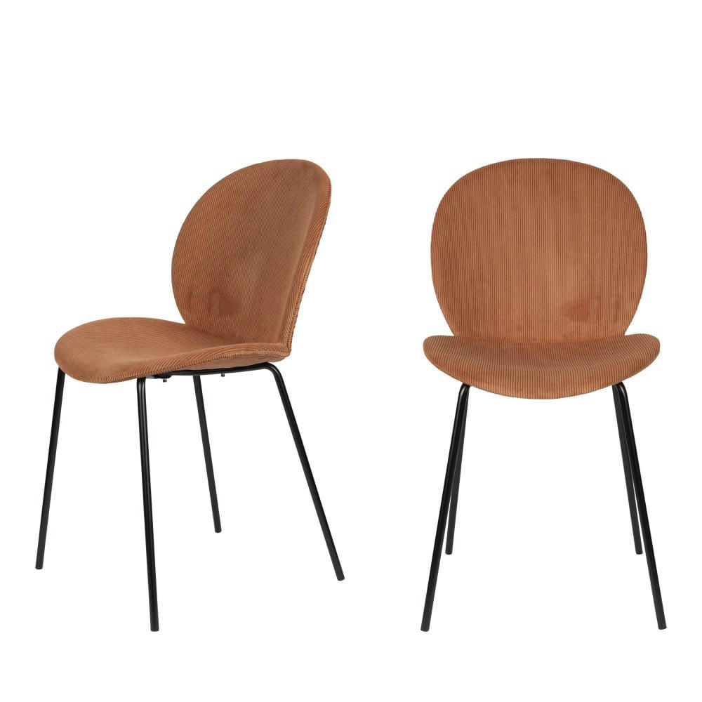BONNET - Lot de 2 chaises en velours côtelé et métal terracotta