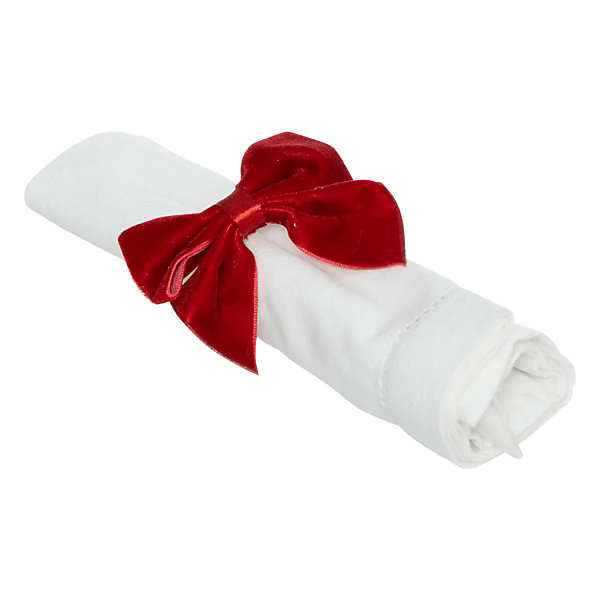 Lot de 2 ronds de serviette nœud velours rouge - feeric lights &christmas