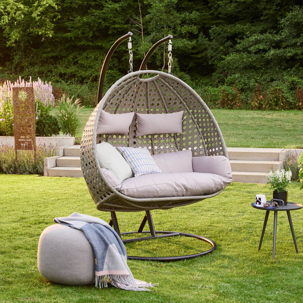 Home Deluxe - Polyrattan hangstoel TWIN | Kleur: Grijs