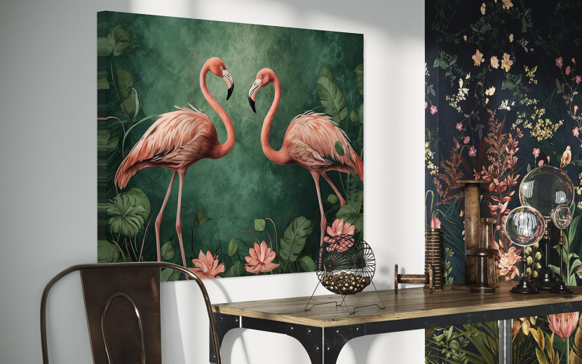 Feeby Obraz na płótnie, Tropikalne zwierzęta flamingi 60x40