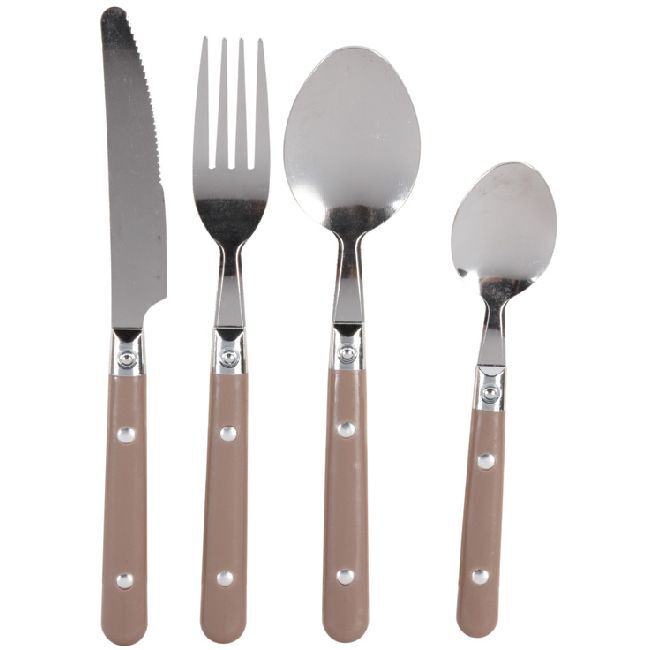 Ménagère 16 pièces inox manche plastique taupe
