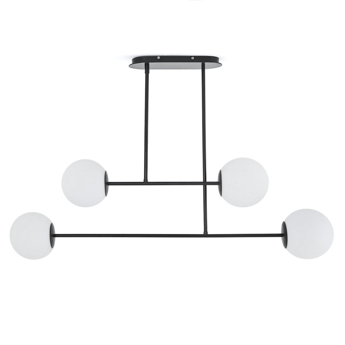 Suspension métal acier et verre opaline, Atea