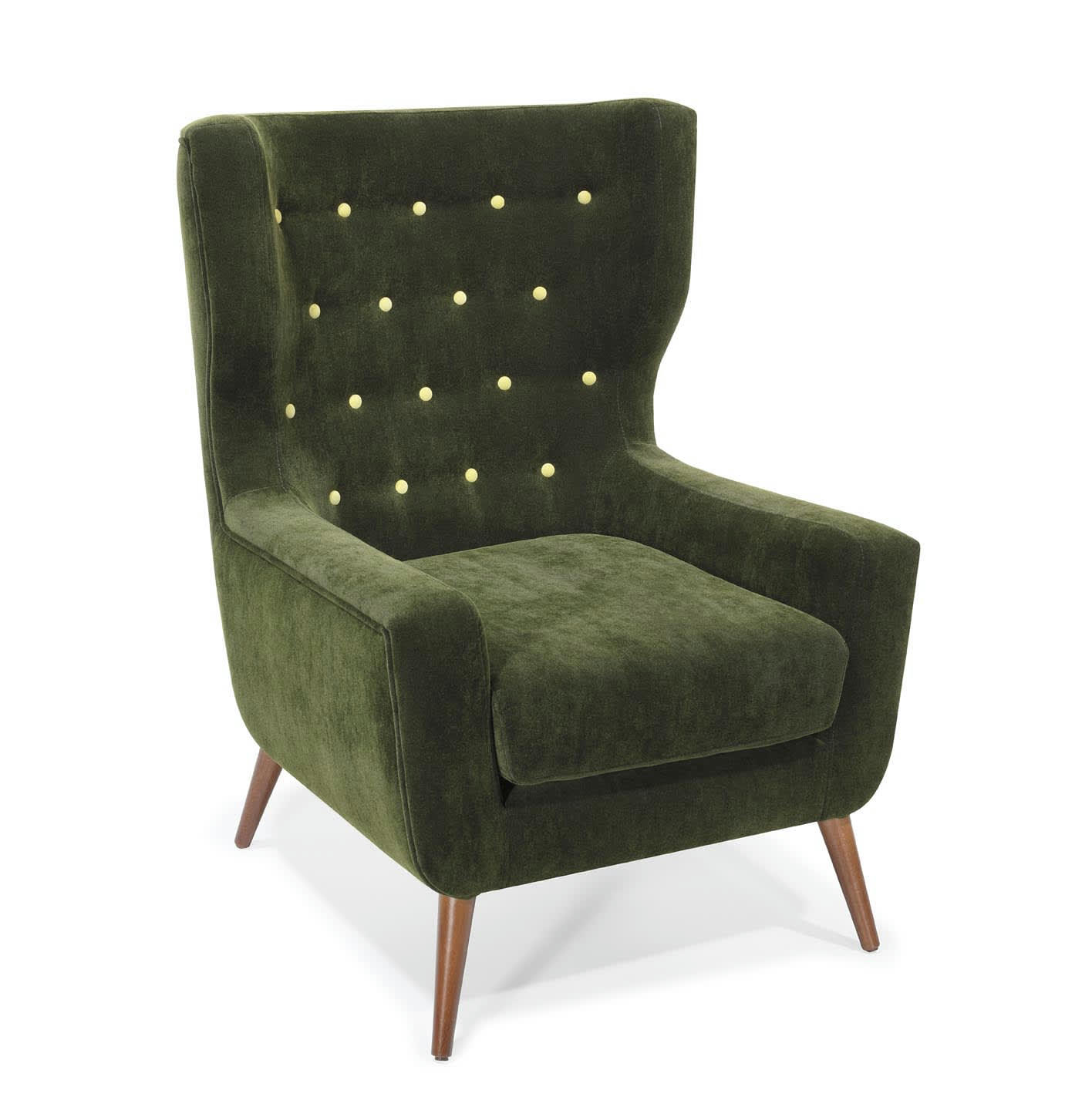 NOVA - Fauteuil en bois naturel recouvert de velours vert