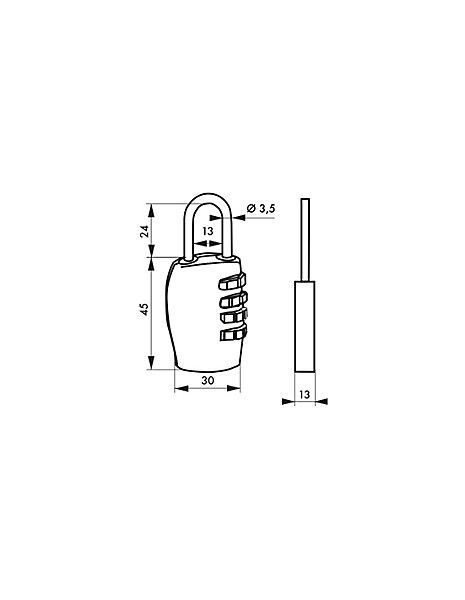 Cadenas à combinaison Bora Bora, 4 chiffres, intérieur, anse acier, 30mm - THIRARD
