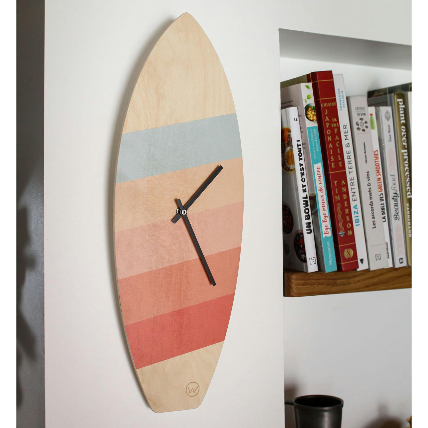 - Horloge surf en bois Pastel Stripes H46,2 cm