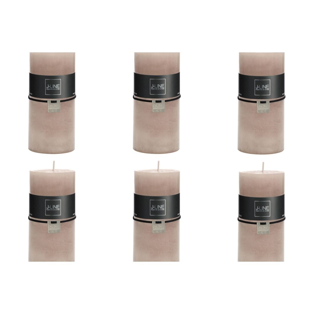 J-Line cilinderkaars - lichtroze - large - 52U - 6 stuks