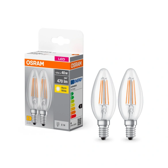 LED-Leuchtmittel, E14, LxBxH: 100x35x35 mm, warmweiß, klar