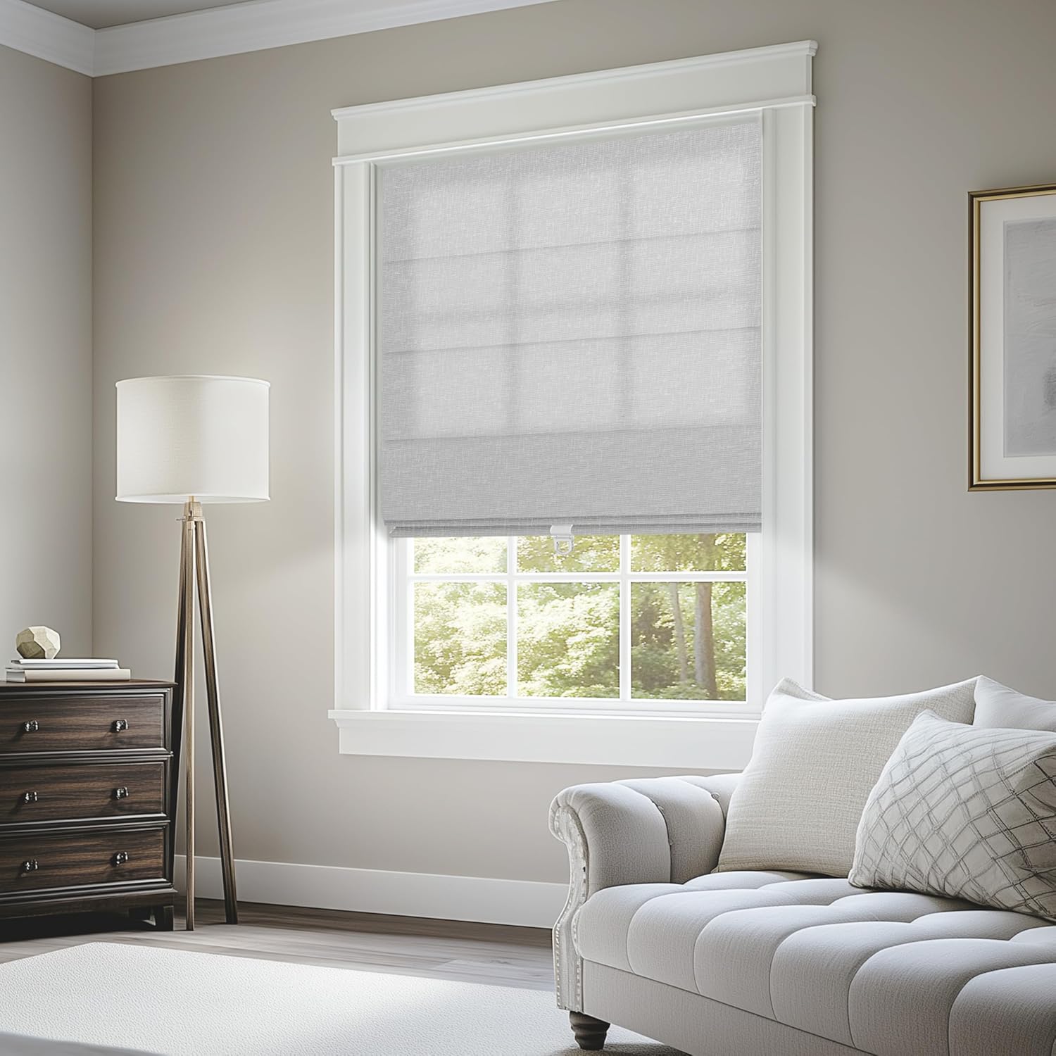 BERISSA 70% Blackout Roman Shades for Windows Cordless,Pull Down Jacquard Fabric Roman Blinds,Privacy Window Shades for Door Windows,Bedroom,Office,Easy to Install,Gray,69 W x 78 H