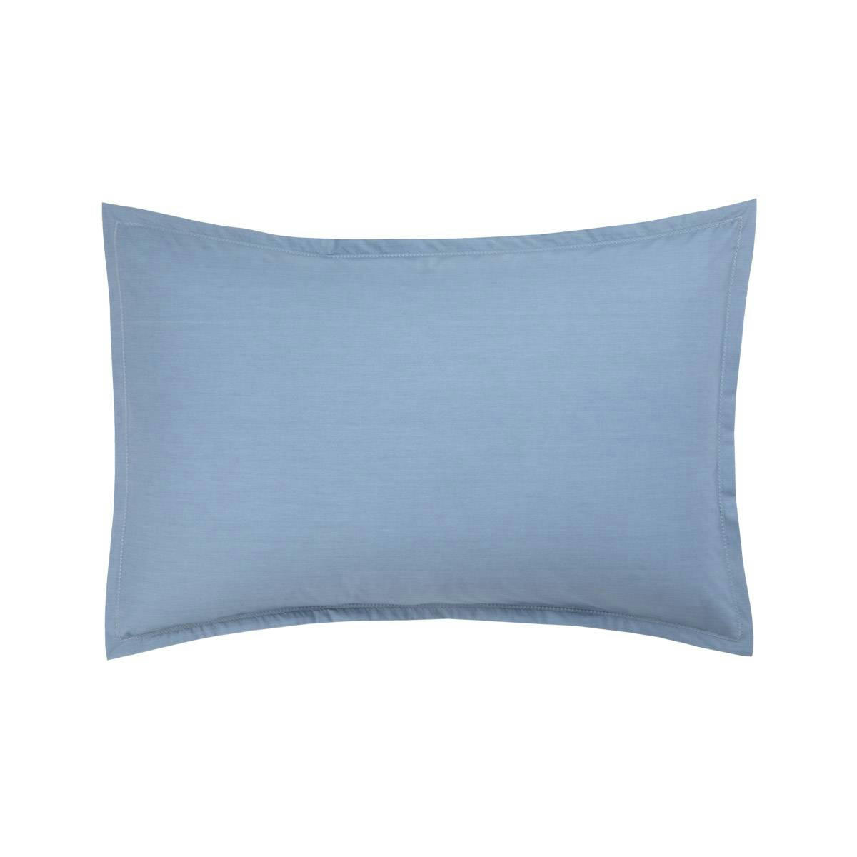 ALCOVE - Taie d'oreiller en percale de coton bleu 50 x 75 cm