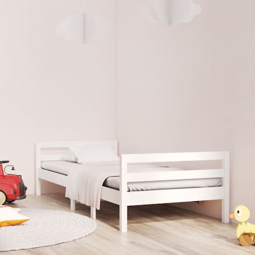 NNEVL Bed Frame White 92x187 cm Single Bed Size Solid Wood Pine