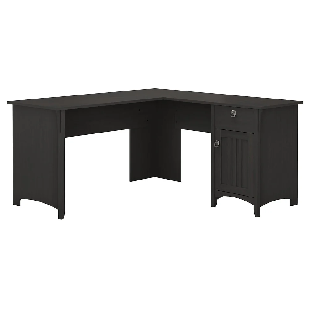 L-shaped Vintage Black Storage Desk