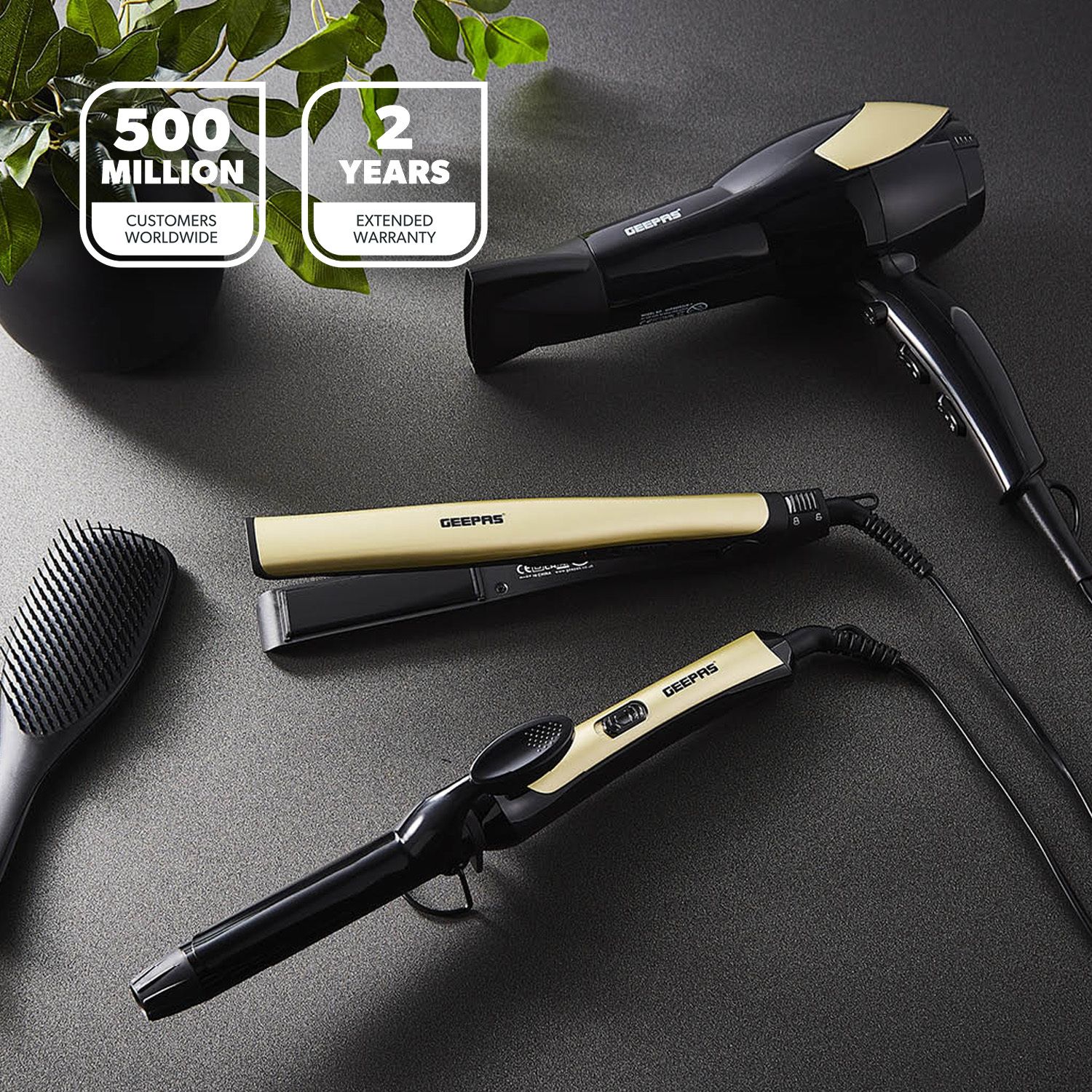Geepas 3-in-1 Hair Dryer, Hair Straightner and Hair Curler Combo Set