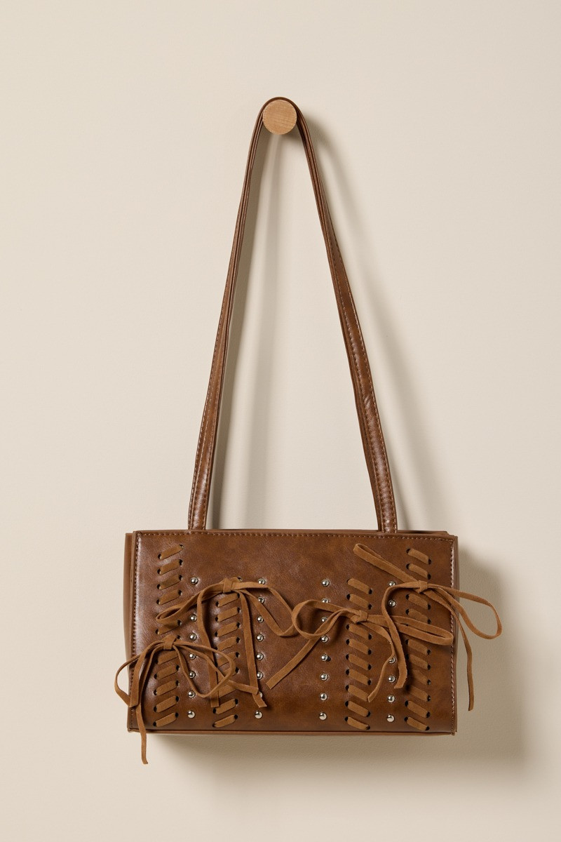 Sandra Lace Up Studded Shoulder Bag