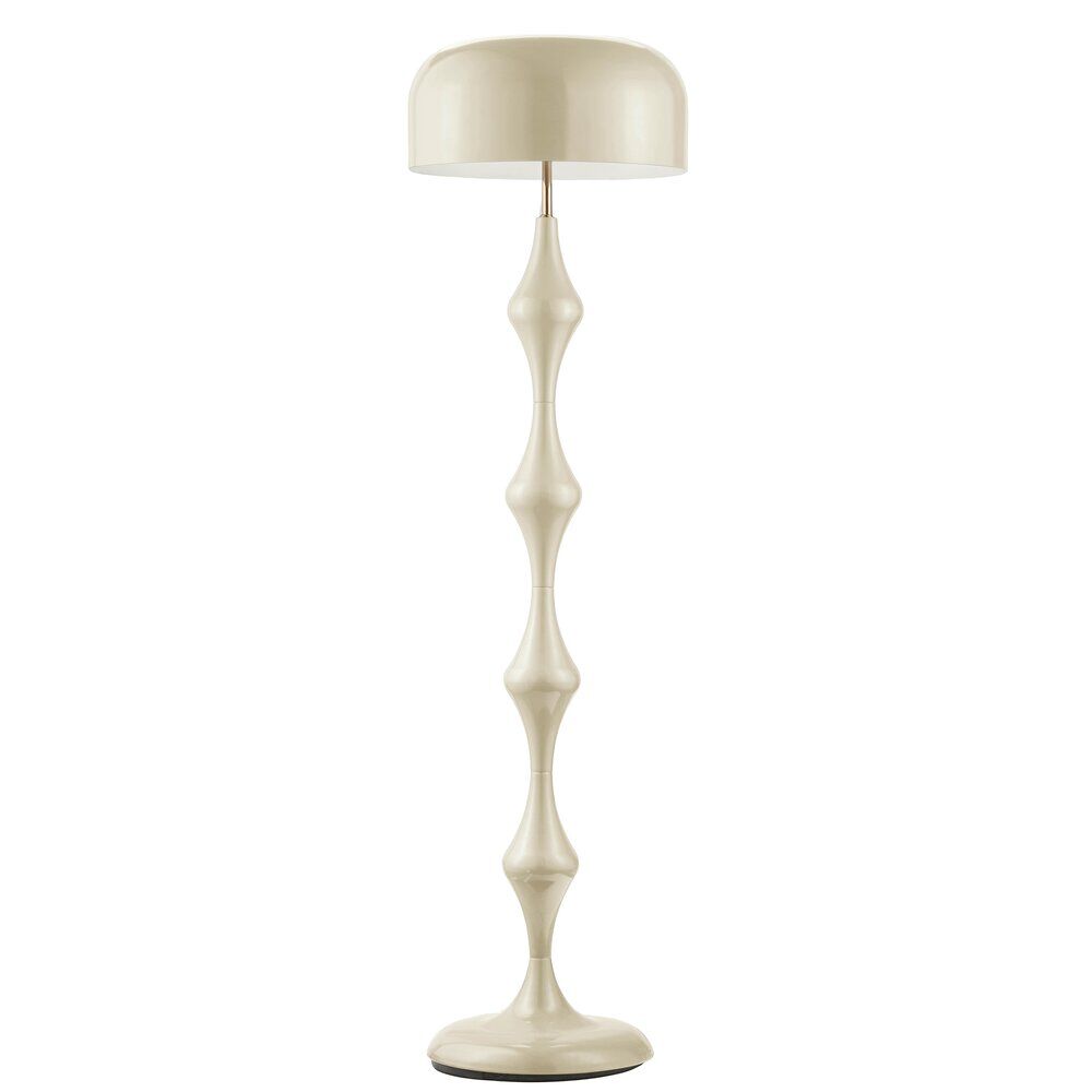 Lampadaire pied ondulé métal et plastique beige Ø45xH156cm