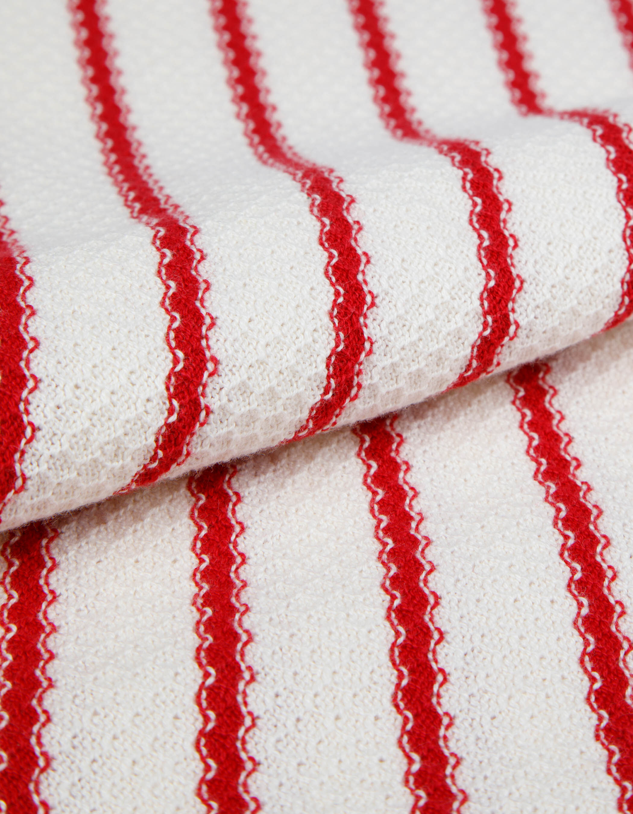 Tee-shirt blanc tricot coton bio rayures rouges Femme