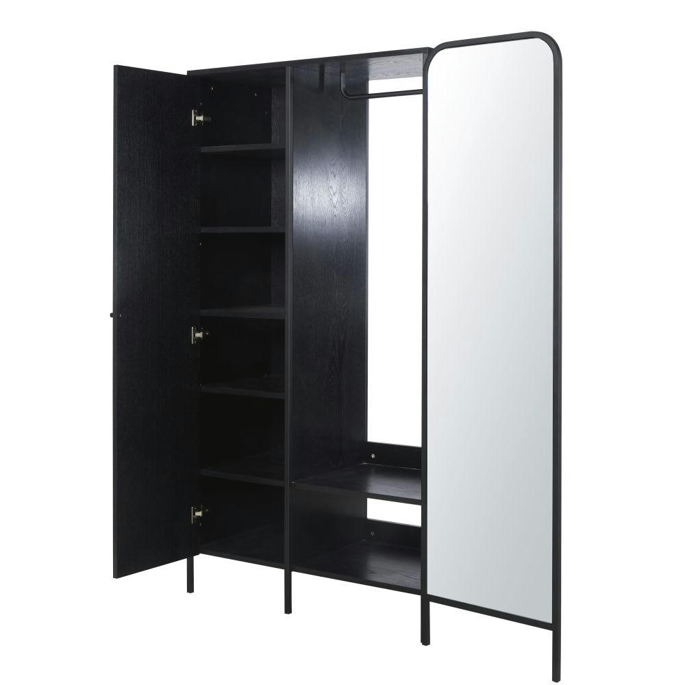 Blackhill Business - Dressing professionnel noir 1 porte rotative avec miroir