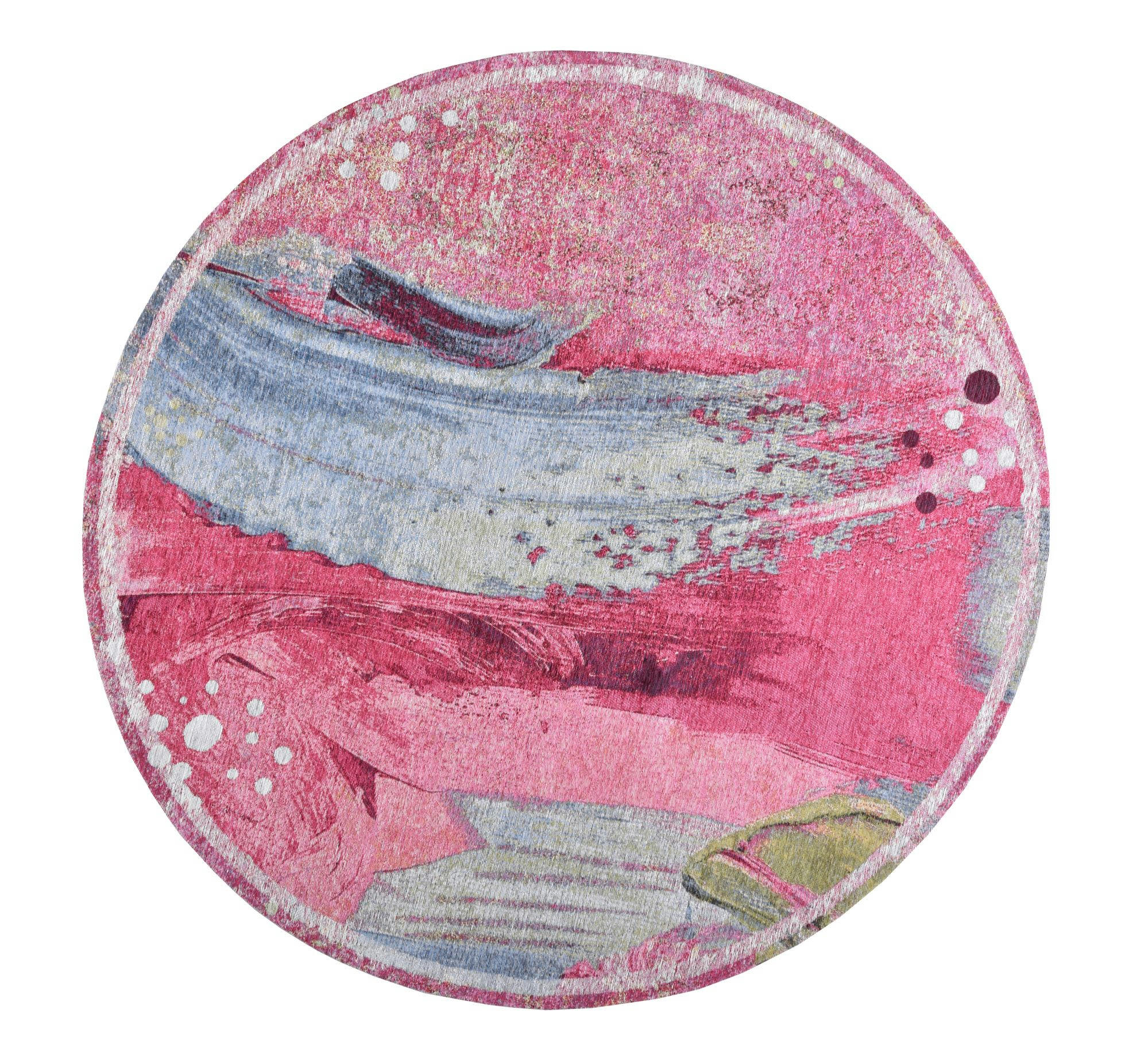COSIMA - Tapis salon tissé plat - rose foncé multi Diam 100 cm