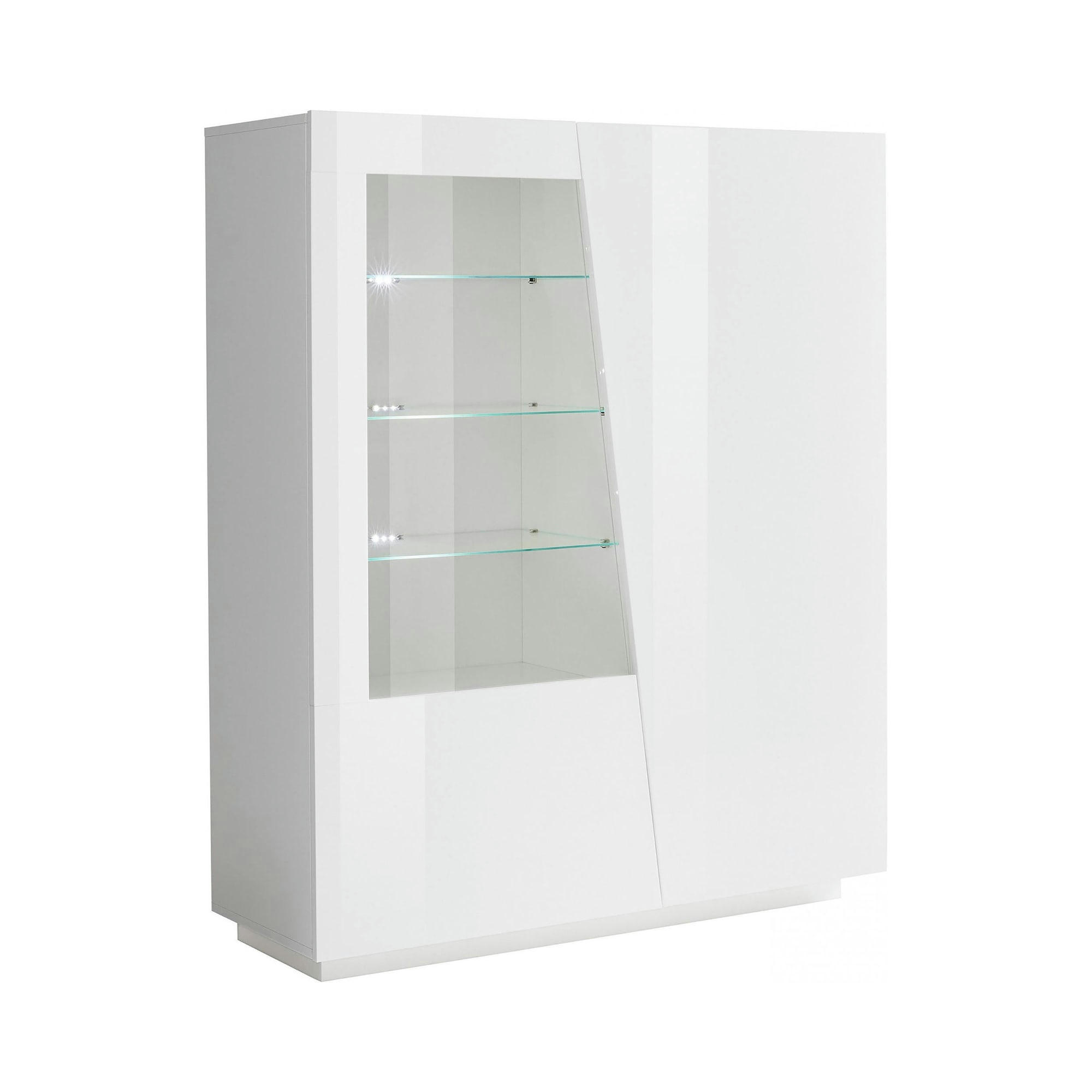 DKRUNI - Vitrine effet bois blanc avec led