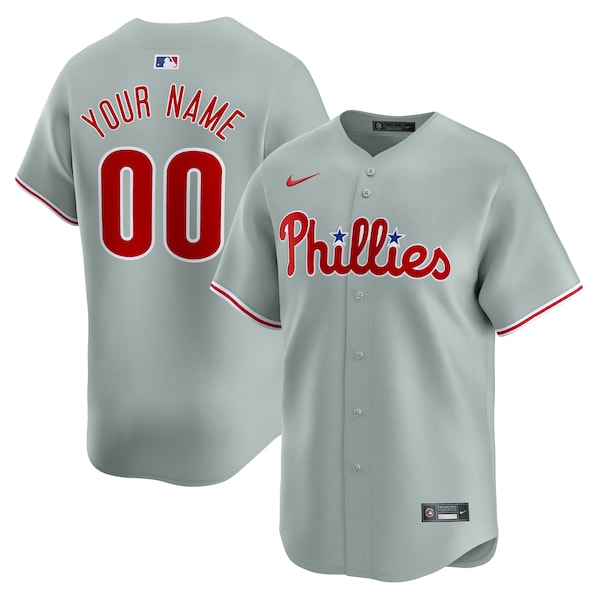 Philadelphia Phillies Nike Away Limited Custom Jersey - Gray
