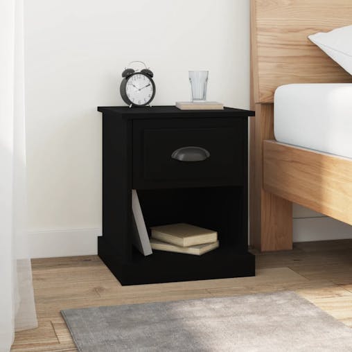 NNEVL Bedside Cabinet Black 39x39x47.5 cm Engineered Wood