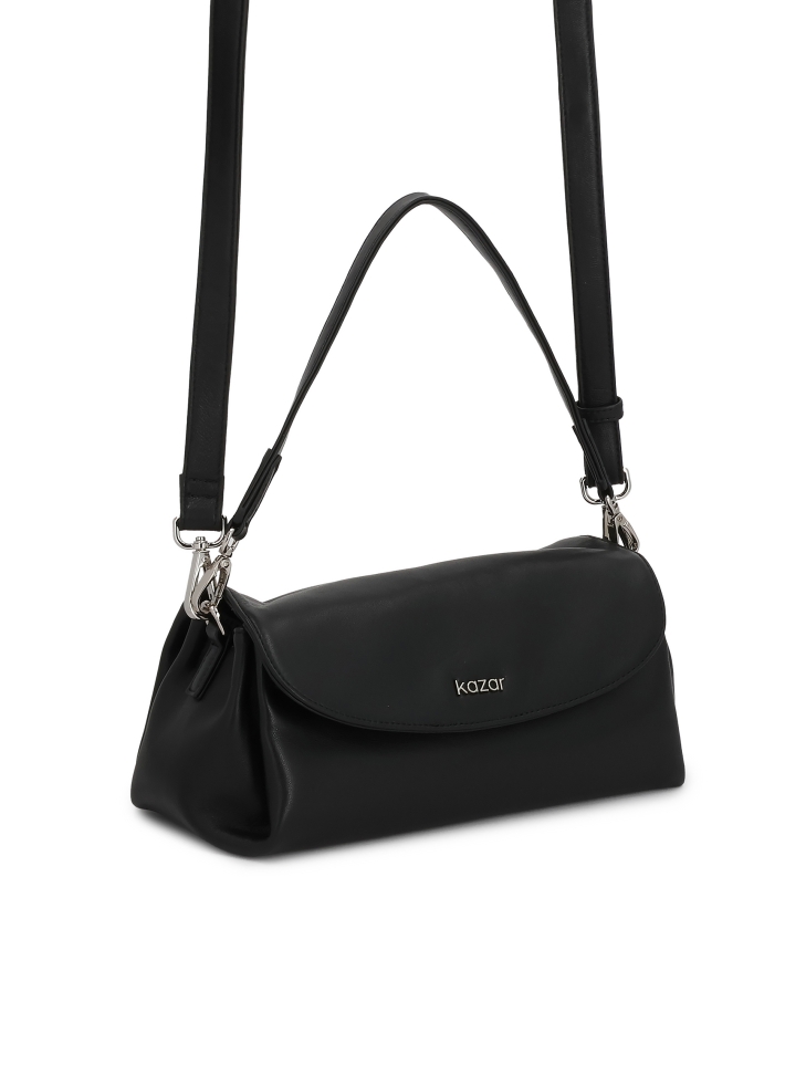 Black leather handbag with detachable straps