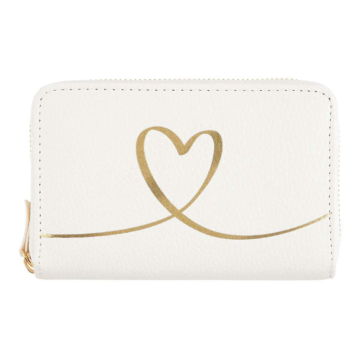 - Portefeuille Femme - Coeur Doré - Blanc