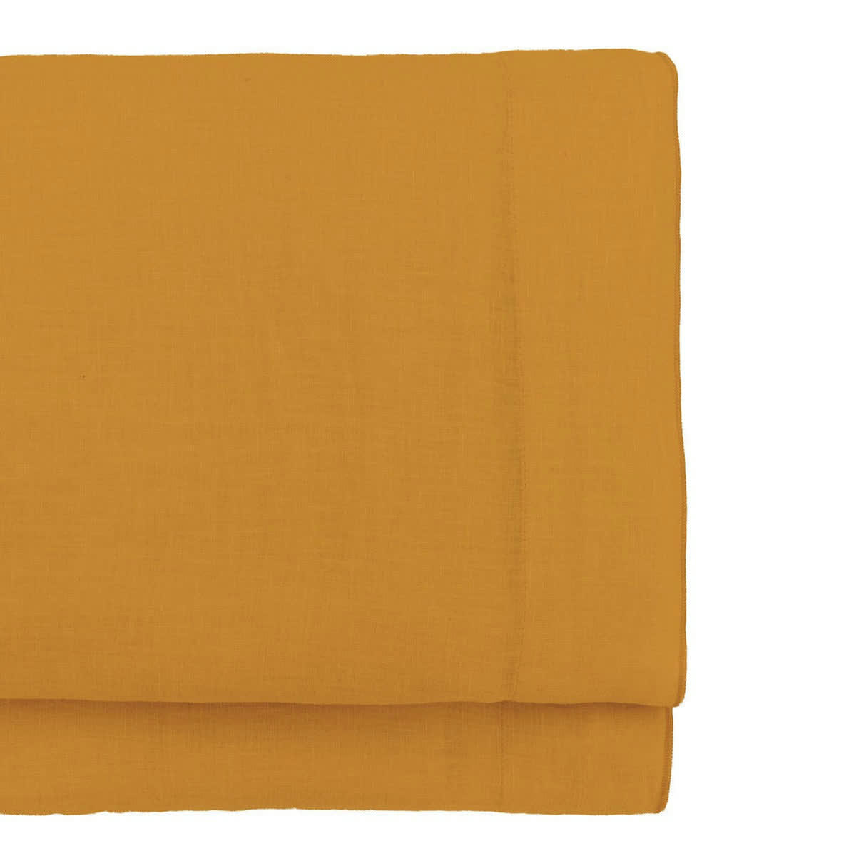 HORTENSE - Drap plat lin lavé  240x300 jaune moutarde